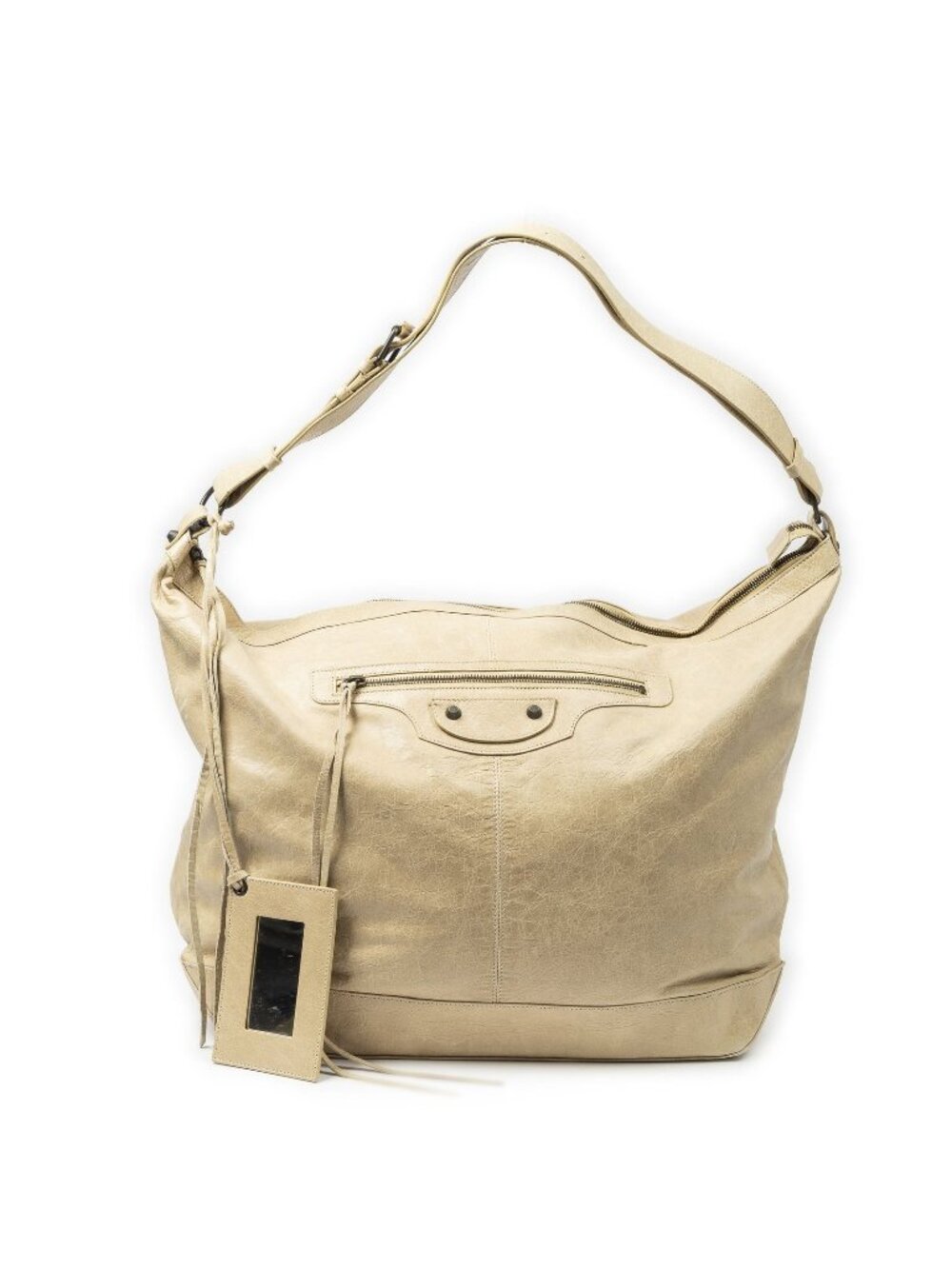 Balenciaga Courier Bag Beige Distressed Calfskin Leather